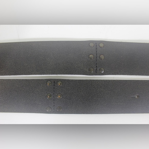 Distressed Black Leather Belt with Black Rhinestone Sparkly Large Buckle - Picture 5 of 10